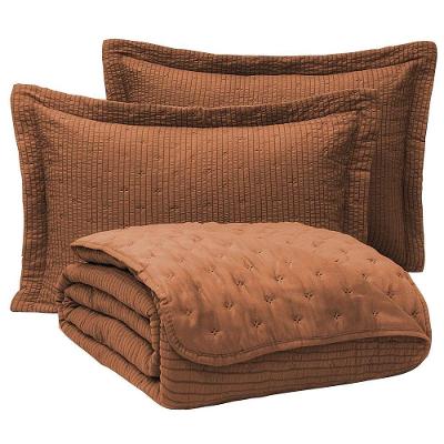 Kit Cobre Leito Casal Lume Dupla Face 3 Peças Percal 100% Poliéster Marrom Lilly Home Enxovais