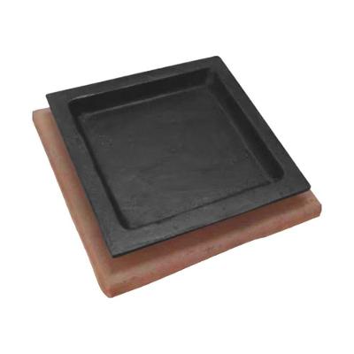 Chapa Tepan 16x16 Mini Ferro Fundido com Aparador Madeira MDF Rig Fundidos