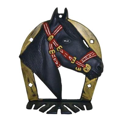 Porta Espeto Cavalo Alumínio Fundido Portátil Chaminé Ajustável Dourado Gaspar