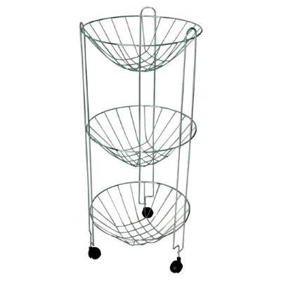 Fruteira Tripla Redonda 3 Andares Arame Galvanizado com Rodas Aramefer