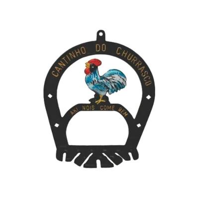 Suporte Porta Espetos Galo Alumínio Fundido Design Exclusivo para Churrasqueira Rig Fundidos