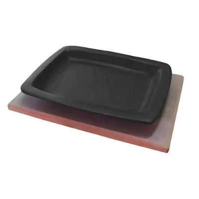 Chapa Tepan 16x20 de Ferro Fundido com Aparador Madeira Preto Rig Fundidos
