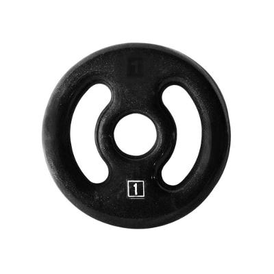 Anilha Ferro Fundido Emborrachada Academia 1kg Alça Lateral Preto Anilhas Fitness