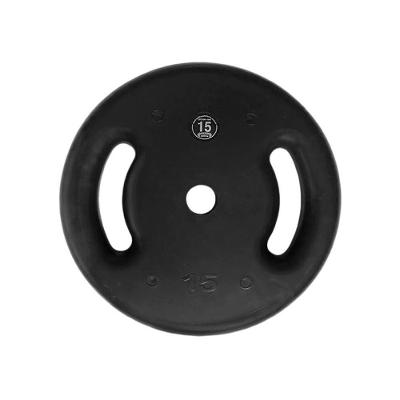 Anilha de Ferro Fundido Injetada Alça Lateral 15kg Treino Funcional Preto Anilhas Fitness