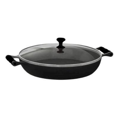 Frigideira Paella Alças de Silicone Preto Tampa Vidro 36CM 5,6L Libaneza