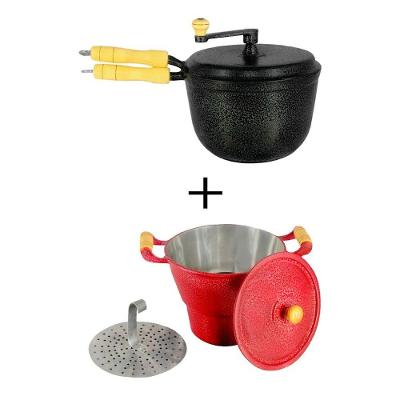 Kit Cuscuzeiro N20 e Pipoqueira N22 Alumínio Fundido Craqueado Vermelho Diviforte