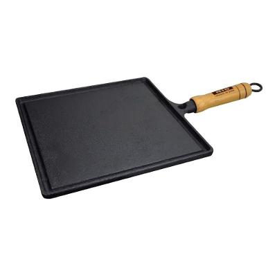 Bifeteira de Ferro Fundido Quadrada Lisa 25x25cm Antiaderente Preto Rig Fundidos