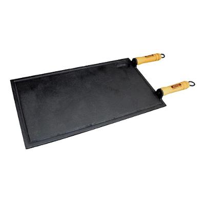 Chapa de Ferro Fundido 25x45cm Liso e Estriado com Alças Preto Rig Fundidos