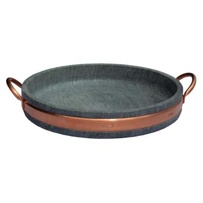 Assadeira de Pedra Sabão com Alça de Cobre 29CM Antiaderente