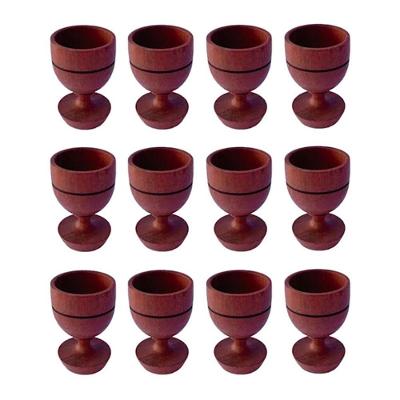 Kit 12 Tacinhas de Madeira Artesanal 8x5CM Amadeirado Colher de Pau