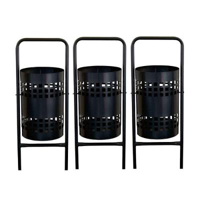 Kit 3 Lixeiras Redondas Tela 113CM Aço Carbono 40L Preto Metalmig