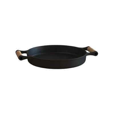 Frigideira Ferro Fundido Alças de Madeira 28CM 2,5L Preta Libaneza