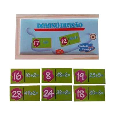 Jogo Educativo Dominó Divisão em MDF 28 Peças Sonho de Criança