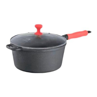 Caçarola Ferro Fundido Vermelho 20CM 2,4L Tampa de Vidro Libaneza