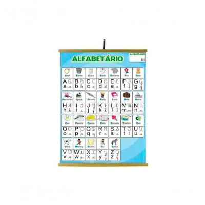 Painel Educativo Alfabetário 1200x900mm com Moldura em Madeira Sonho de Criança
