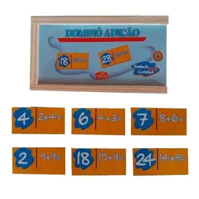 Jogo Educativo Dominó Adição em MDF 28 Peças Sonho de Criança