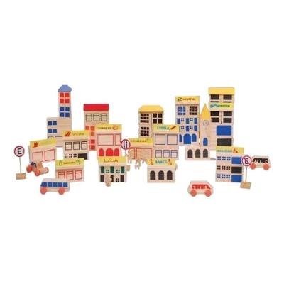 Brinquedo Educativo Blocos Construindo Cidades 85 Peças Madeira
