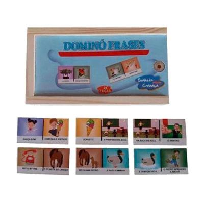 Jogo de Dominó Frases em MDF 28 Peças Educativo Sonho de Criança