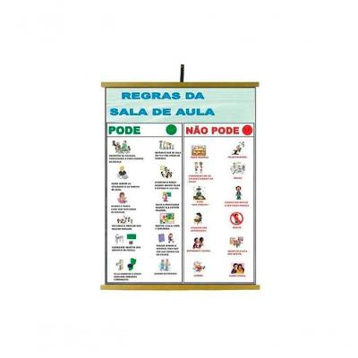 Painel Educativo Sonho de Criança Regras da Sala de Aula 120x90cm