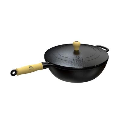 Frigideira Wok Ferro Fundido com Tampa 4,4L 28CM Preta Libaneza