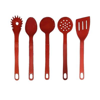 Conjunto de Utensílios Cozinha Nylon 5 Peças Antiaderente Vermelho Talheres Juliana