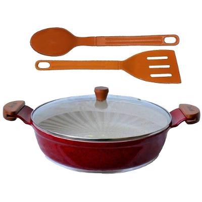 Frigideira Talher05 Am30cm Alumínio Marmorizado 30cm Vermelha Javali