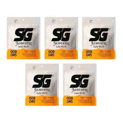 Kit 5 Encordoamentos Violão Aço SG 85-15 Extra Light Fósforo Bronze Izzo