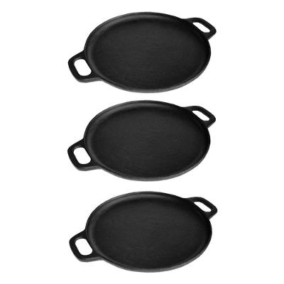 Kit 3 Bifeteiras Ferro Fundido Lisa 30cm Alça Resistente Rig Fundidos