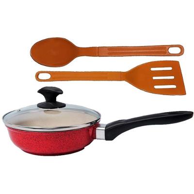 Frigideira Talher 05 CB 16 Alumínio Antiaderente Marmorizado 16CM Vermelha Javali