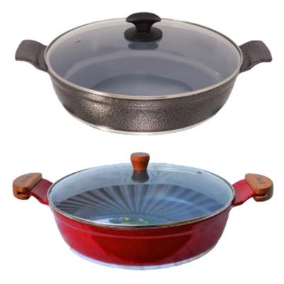 Jogo Frigideiras Antiaderente Cerâmica Alumínio 30CM Preto Javali