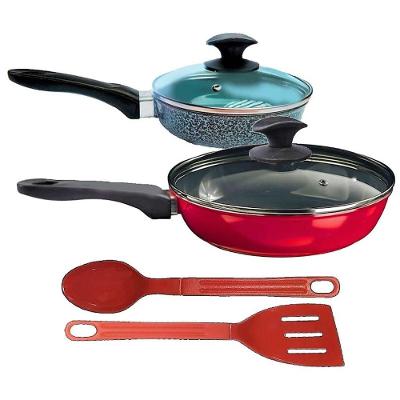 Kit Frigideiras Antiaderente Cerâmica 16CM e 24CM Preto e Vermelho Javali