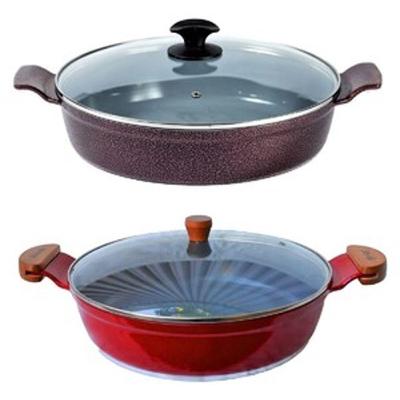 Jogo Frigideiras Antiaderente Cerâmica Alumínio 30cm Vermelho Javali