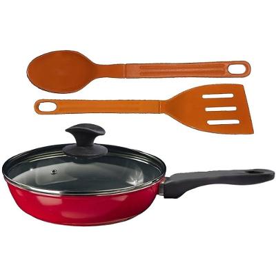 Frigideira Antiaderente Cerâmica Alumínio 16CM 1,2L Cabo Fixo Vermelha Javali