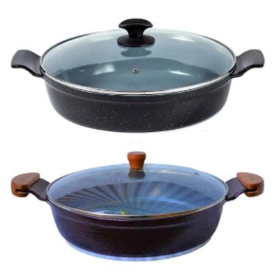 Jogo Frigideiras Antiaderente Cerâmica Alumínio 30CM Preto Javali