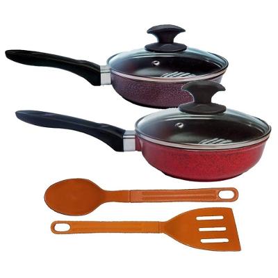 Jogo Frigideiras Antiaderente Cerâmica 16CM e 24CM Vermelha Javali