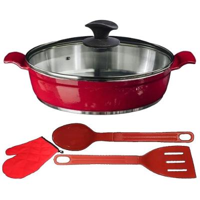 Frigideira Tluva 03 Alumínio Fundido Antiaderente 30CM Vermelha Javali
