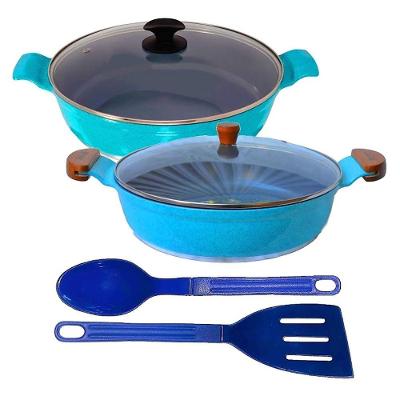 Jogo de Frigideiras Aaeam Cerâmica Antiaderente Turquesa 30CM Javali