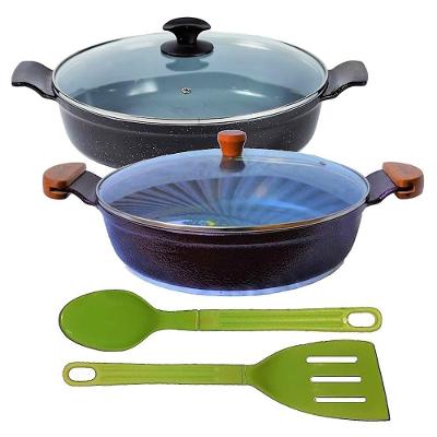 Jogo Frigideiras Cerâmica Aaeam 30cm T04 N03 Revestimento Cerâmico Preto Javali