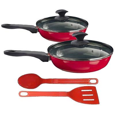 Kit Frigideiras Antiaderente Cerâmica Alumínio 16CM e 24CM Vermelho Javali