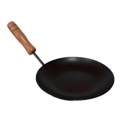 Chapa Disco Arado Frita Ovo Aço Cabo Madeira 17CM Camping Preto Brassol
