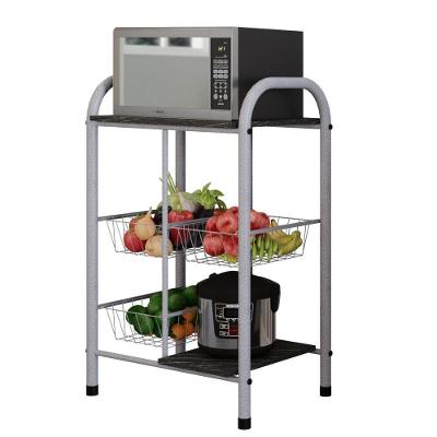 Fruteira Tamara 3 Cestos Metálicos 2 Prateleiras Pedra 66CM Preta