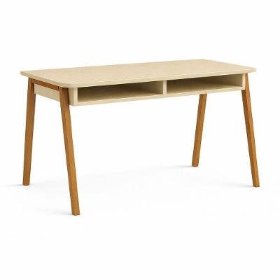 Escrivaninha Retangular Industrial 2 Nichos Madeira 45CM Off White KLM Store