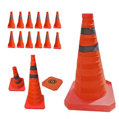 Kit 12 Cones Retráteis 70cm Faixas Refletivas Dobráveis Laranja Leva Pra Malhar