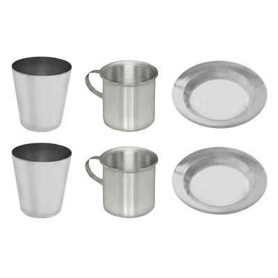 Jogo Pratos Copos e Canecas Escolar Alumínio Polido 300ML Prata Continental