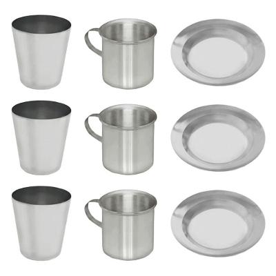 Kit Pratos Copos e Canecas Alumínio Polido Merenda Escolar 20und Prata Continental