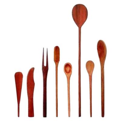 Kit Culinário de Madeira 8 Peças Espátula Garfo Faquinha Artesanal Colher de Pau