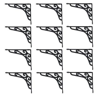 Kit 12 Cantoneiras Suporte Prateleira 20x25cm Preta Ouro Minas