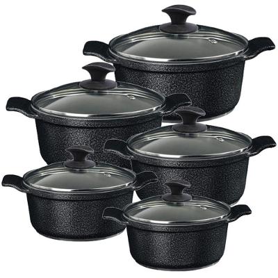 Jogo de Panelas Javali AA 16a24 Cerâmica Antiaderente Craquelado Preto
