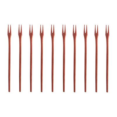 Kit 10 Garfos de Petisco Madeira 16CM Resistente Amadeirado Colher de Pau
