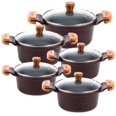 Jogo de Panelas Cereja Cerâmica Antiaderente Alumínio 16 a 24CM Javali